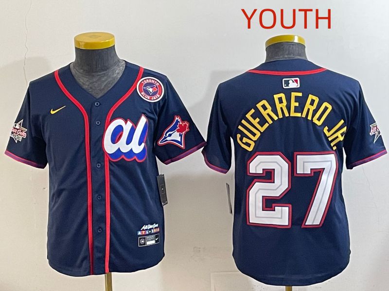 Youth 2025 Toronto Blue Jays #27 Guerrero jr Drak Blue All star Nike MLB Jersey style 2